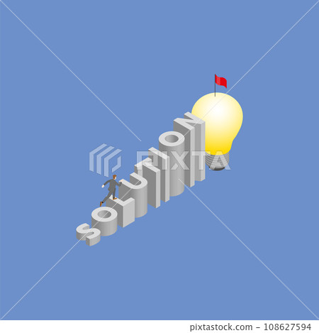 Businessman runs and steps up a stair, a staircase is text word problem SOLUTION 108627594