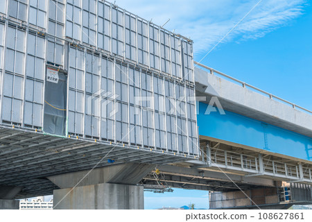 Bridge girder and scaffolding construction Bridge repair work Bridge girder and scaffolding construction Bridge repair work 108627861