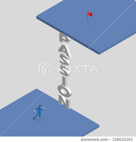 A businessman climbing up a PASSION ladder. A businessman climbing up a PASSION ladder. 108628165