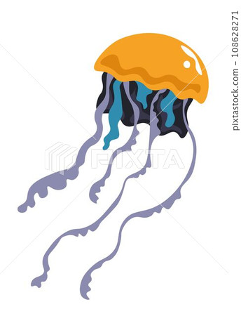 Jellyfish boneless animal floating in sea or ocean 108628271