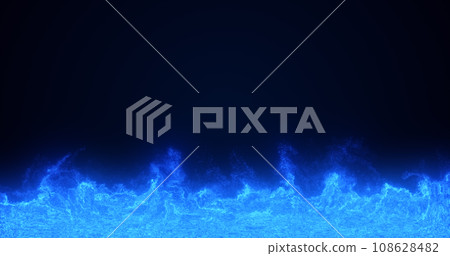 Abstract blue flame fire energy magical from smoke fog glowing bright electric small particles flying dots on a black background Abstract blue flame fire energy magical from smoke fog glowing bright electric small particles flying dots on a black background 108628482