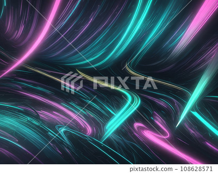 Abstract futuristic background and texture with gold,light pink,blue,green neon wave lines. Data transfer concept. Fantastic wallpaper. Abstract futuristic background and texture with gold,light pink,blue,green neon wave lines. Data transfer concept. Fantastic wallpaper. 108628571