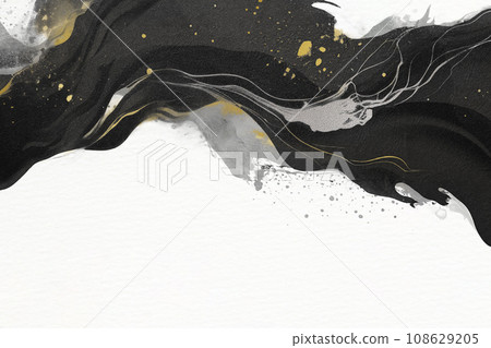 日本或亞洲圖像，黑色和銀色優雅的筆觸藝術背景。 108629205