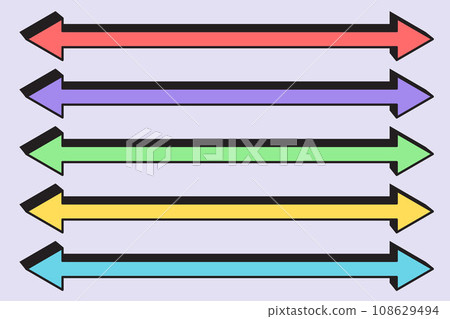Long straight arrow. Horizontal double bold cursor line to right. Basic colored pointing elements isolated on white background. Vector Long straight arrow. Horizontal double bold cursor line to right. Basic colored pointing elements isolated on white background. Vector 108629494