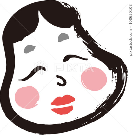 Cute Otafuku drawn with a brush 108630108