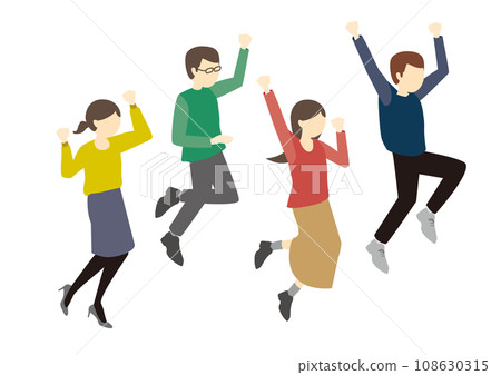 一群年輕男女歡呼雀躍 108630315
