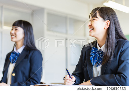 School girl in uniform studying in the classroom 108630883
