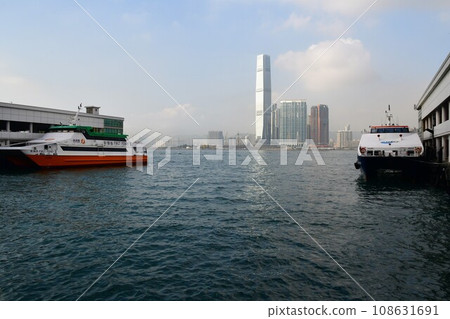 Hong Kong, Central Ferry Pier, World Trade Center Building, Victoria Harbor Hong Kong, Central Ferry Pier, World Trade Center Building, Victoria Harbor 108631691