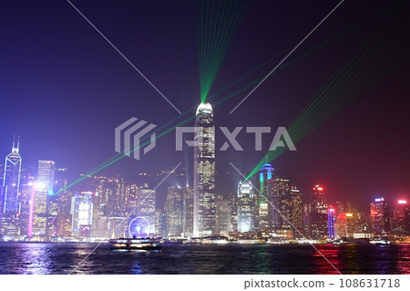Hong Kong, Hong Kong Island night view, Symphony of Lights, skyscraper district, Hong Kong International Financial Center Building Hong Kong, Hong Kong Island night view, Symphony of Lights, skyscraper district, Hong Kong International Financial Center Building 108631718