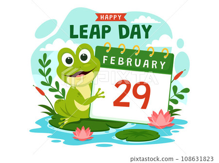 Happy Leap Day Vector Illustration on 29 February with Jumping Frogs and Pond Background in Holiday Celebration Flat Cartoon Design 108631823