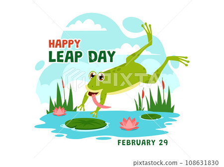 Happy Leap Day Vector Illustration on 29 February with Jumping Frogs and Pond Background in Holiday Celebration Flat Cartoon Design 108631830