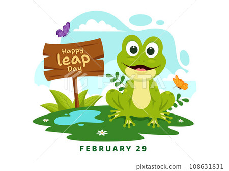 Happy Leap Day Vector Illustration on 29 February with Jumping Frogs and Pond Background in Holiday Celebration Flat Cartoon Design Happy Leap Day Vector Illustration on 29 February with Jumping Frogs and Pond Background in Holiday Celebration Flat Cartoon Design 108631831