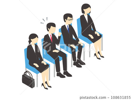 集體面試時身著招聘服的男性和女性 108631855