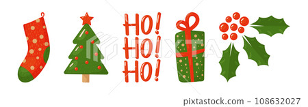 Christmas and Winter Holiday Bright Object and Symbol Vector Set Christmas and Winter Holiday Bright Object and Symbol Vector Set 108632027