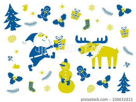 Stylish Christmas illustration material set 108632812