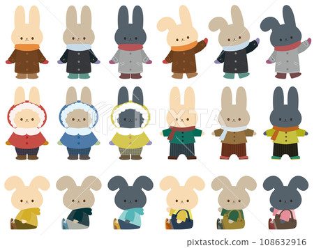 可愛的兔子冬裝系列 108632916