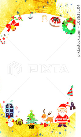 Cute Christmas background material frame design yellow 108633104