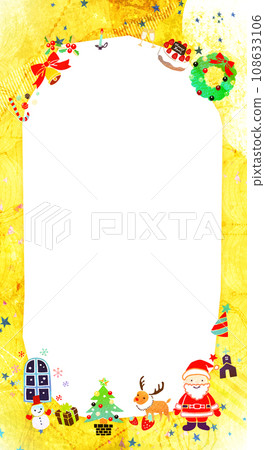 Cute Christmas background material frame design yellow 108633106