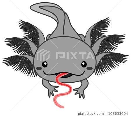 黑色蠑螈以活蚯蚓為食的插圖 108633694