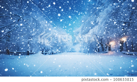 冬季背景，白雪皚皚的自然景觀，AI 生成的圖像 108633815