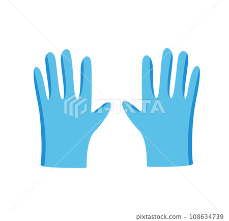 Rubber disposable gloves cartoon icon. Vector illustration of latex gloves for medical or cleaning. Rubber disposable gloves cartoon icon. Vector illustration of latex gloves for medical or cleaning. 108634739
