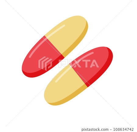 Color pills capsules cartoon. Vector illustration of medicine preparations isolated on white. Color pills capsules cartoon. Vector illustration of medicine preparations isolated on white. 108634742