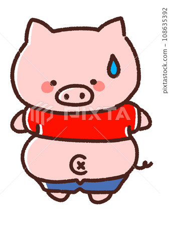 A pig who is concerned about his stomach area A pig who is concerned about his stomach area 108635392