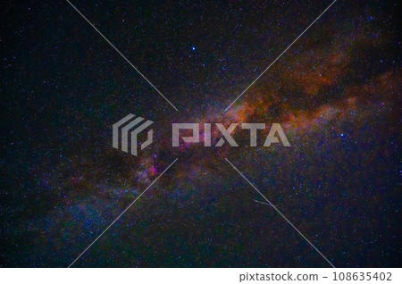 starry night sky with Milky way and shooting stars, meteorites and comets 108635402