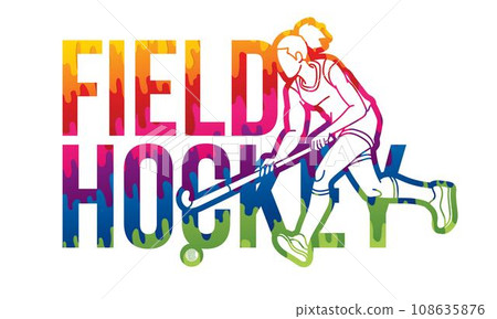 Field Hockey Font Design with Female Player Action Cartoon Graphic Vector Field Hockey Font Design with Female Player Action Cartoon Graphic Vector 108635876