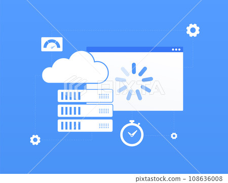 Fast Web Hosting concept. Optimize website with fast content loading. Internet servers for efficient data storage. Business cloud hosting concept with high-speed hosting icon design Fast Web Hosting concept. Optimize website with fast content loading. Internet servers for efficient data storage. Business cloud hosting concept with high-speed hosting icon design 108636008