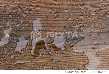 Wet Wood That Was Coated With Weather Protector Sealant 108636293