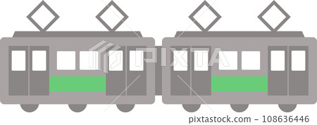 A simple color illustration of a horizontal train 108636446