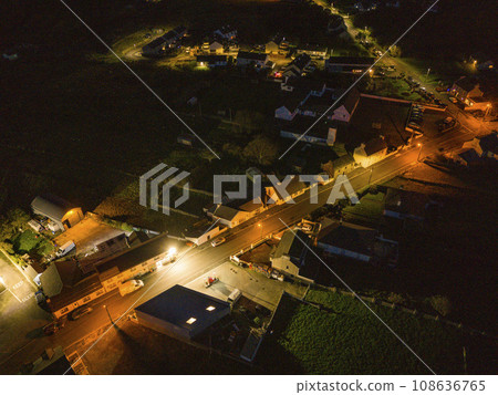 Aerial night view of Glencolumbkille in County Donegal, Republic of Irleand 108636765