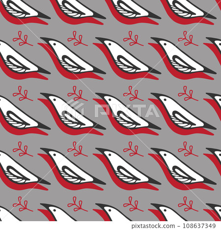 Seamless pattern with birds and twigs on a gray background Seamless pattern with birds and twigs on a gray background 108637349