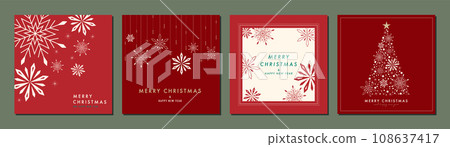 Christmas card template set background Christmas tree snowflake stylish Christmas card template set background Christmas tree snowflake stylish 108637417