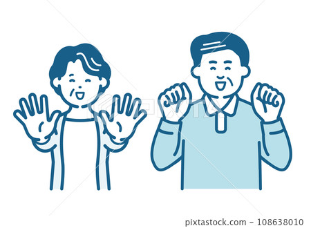 Elderly men and women doing gymnastics Elderly men and women doing gymnastics 108638010