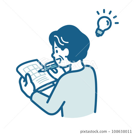 Elderly woman doing brain training 108638011