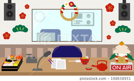 Illustration of a New Year's radio booth Illustration of a New Year's radio booth 108638931