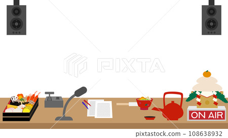 Illustration of a New Year's radio booth Illustration of a New Year's radio booth 108638932
