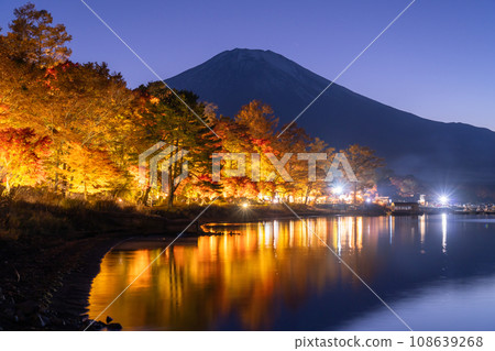 [山梨縣]富士山和紅葉燈飾/山中湖畔 108639268