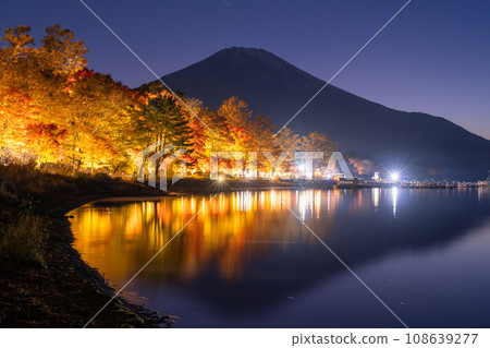 [Yamanashi Prefecture] Mt. Fuji and autumn leaves illumination/Lake Yamanaka shore 108639277