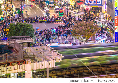 Japan's Tokyo cityscape 2023 halo performance. View of Shibuya Scramble Crossing etc. = October 31st 108639620