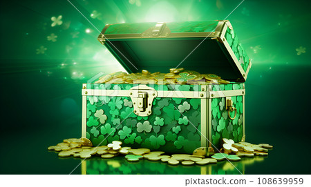 golden coins in a box golden coins in a box 108639959