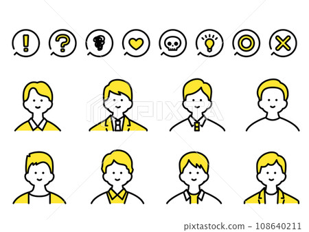 年輕男性上半身頭像圖示素材 108640211