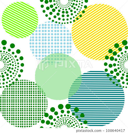 Green and yellow abstract geometric background with circles, trendy clothing color. 108640417