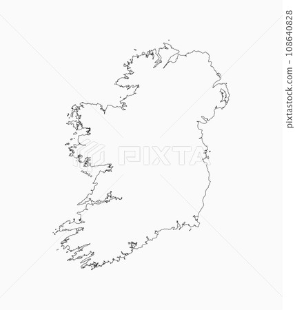 Vector outline map Ireland, line border country Vector outline map Ireland, line border country 108640828