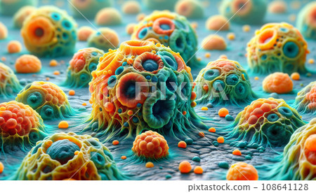 Schematic Representation of Cancer Cell Structure Generated by AI Schematic Representation of Cancer Cell Structure Generated by AI 108641128