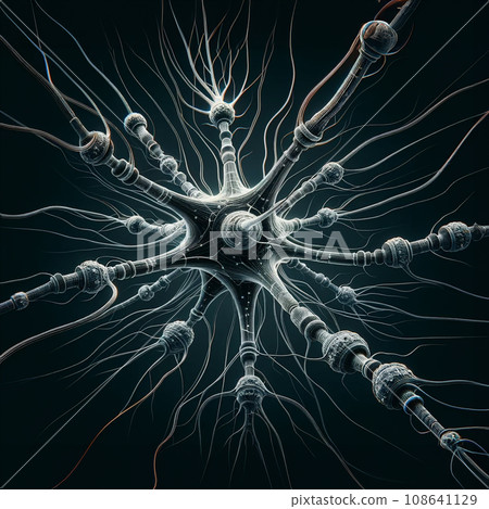 Techno Nerve: Nervous System Recreated with Technical Components Generated by AI Techno Nerve: Nervous System Recreated with Technical Components Generated by AI 108641129