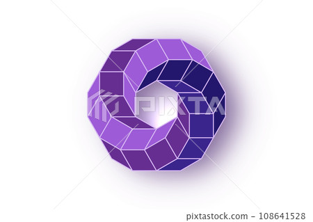 3D spiral rhomboid Shape in purple color, logo design in geometric frame style. Business abstract icon. Corporate, media, technology, vector isolated on white background 3D spiral rhomboid Shape in purple color, logo design in geometric frame style. Business abstract icon. Corporate, media, technology, vector isolated on white background 108641528