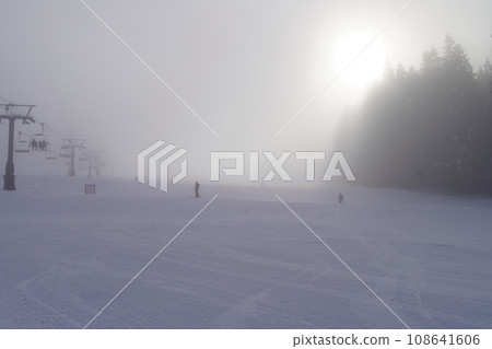 Skiers down the slopes of Nozawa Onsen Ski Resort Skiers down the slopes of Nozawa Onsen Ski Resort 108641606